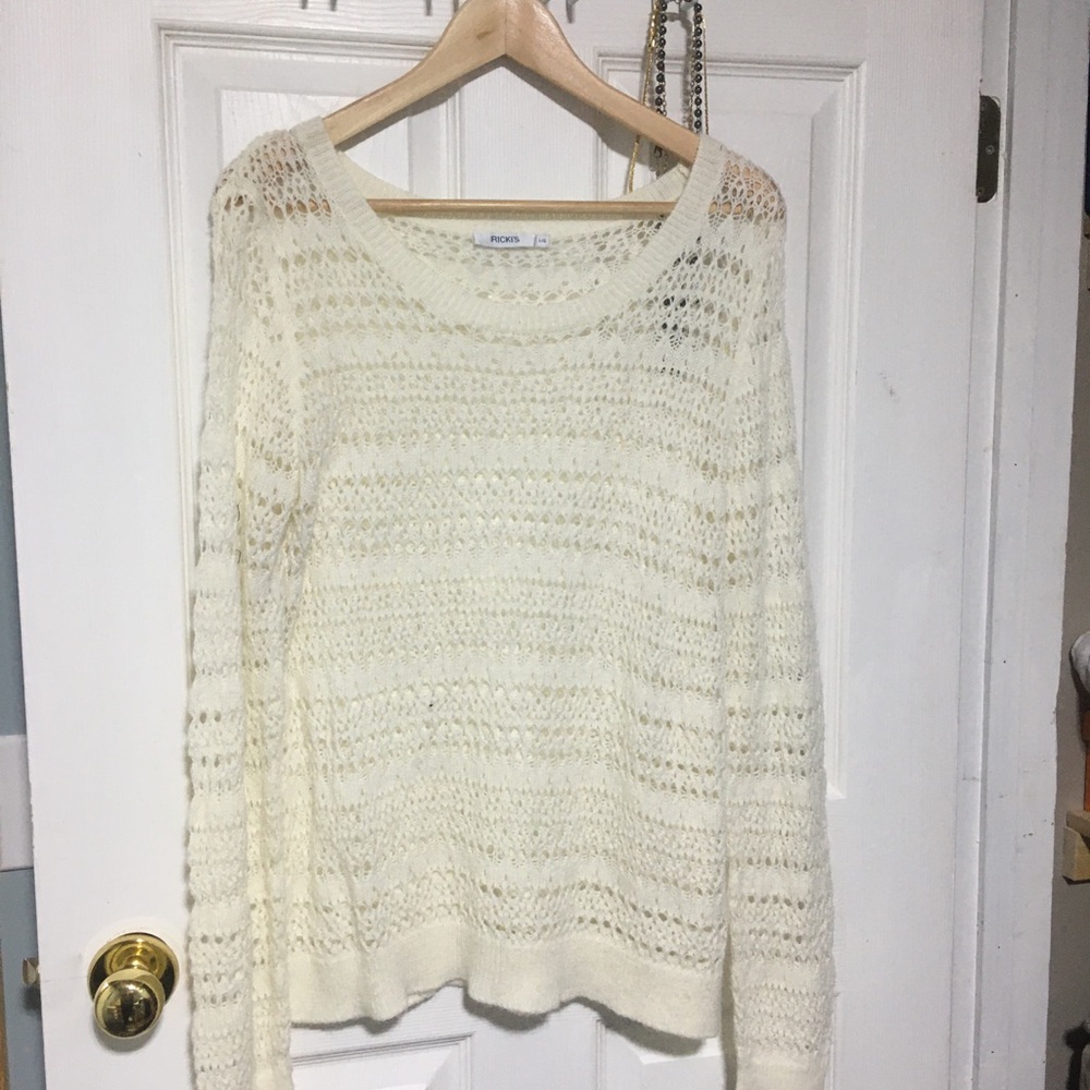 Women’s Open-Knit Cream Sweater